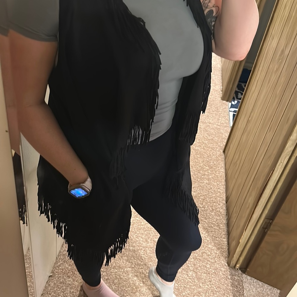 Suede tassel shawl